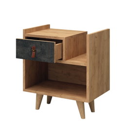 Hanah Home Mesita de Noche Roble y Gris Oscuro
